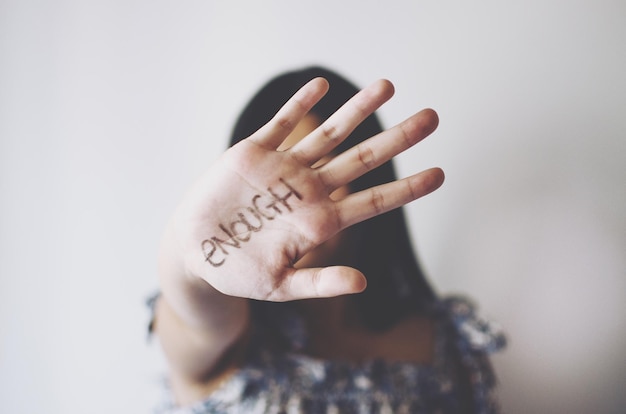 Conceptual close-up of an abused woman