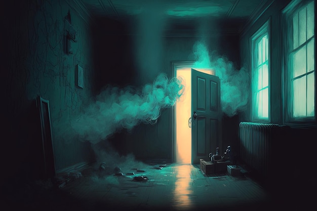 Conceptual illustration of a fume filled dark room