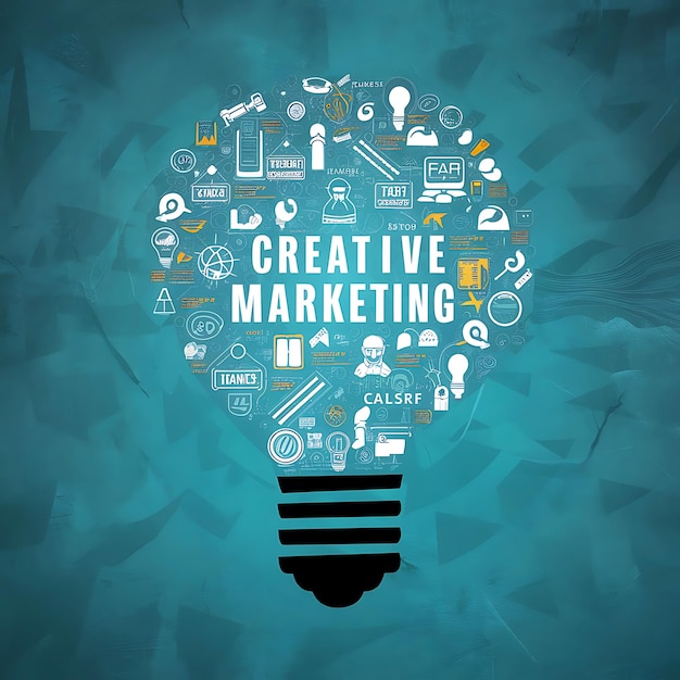 Photo conceptual illustration lightbulb of creative marketing ideas