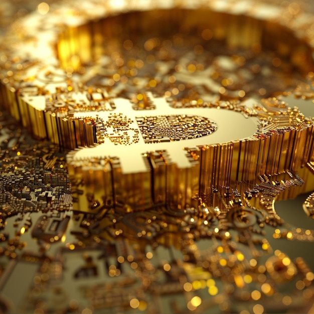 Photo conceptual image depicting bitcoins symbolic end with a gold