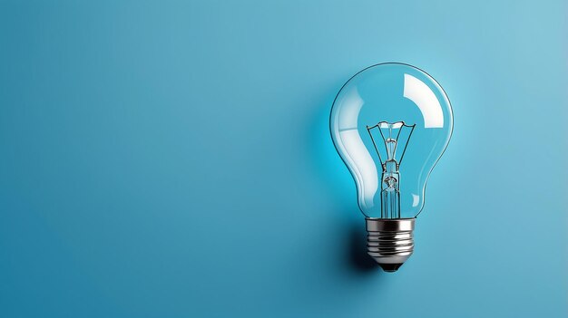 Conceptual image of idea with a light bulb on blue background