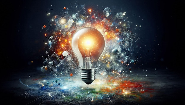 Conceptual image of idea with a light bulb