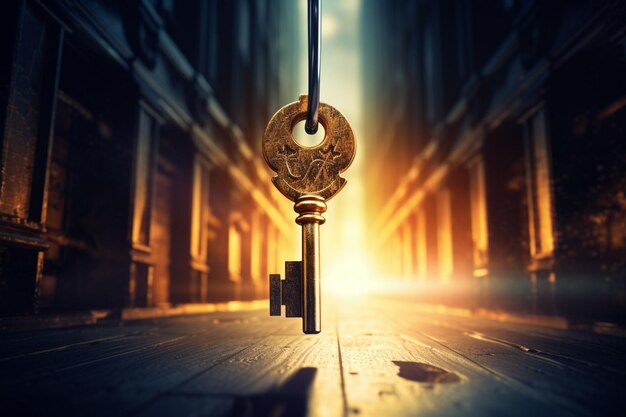 Conceptual image of a key unlocking a new door Generative ai