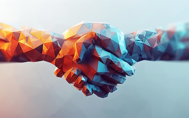 Conceptual image of two people shaking hands 3d render