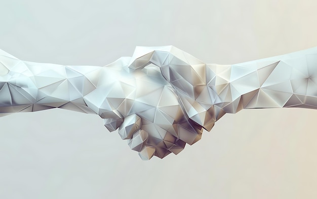 Photo conceptual image of two people shaking hands 3d render