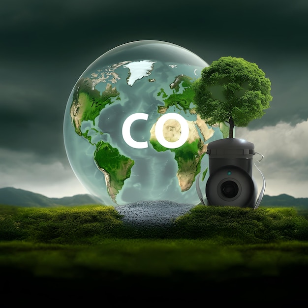 Conceptual imagery explores innovative sustainability reducing carbon emissions