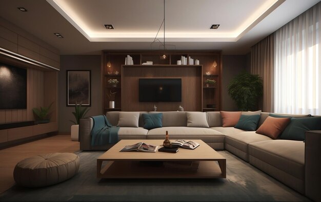 Conceptual Living Room Interior Design Generative AI