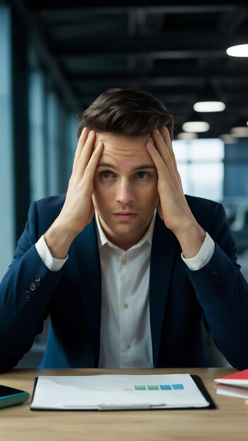 Concerned male thinking about company problem solution