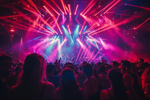 Concert crowd enjoying a live performance with bright lights