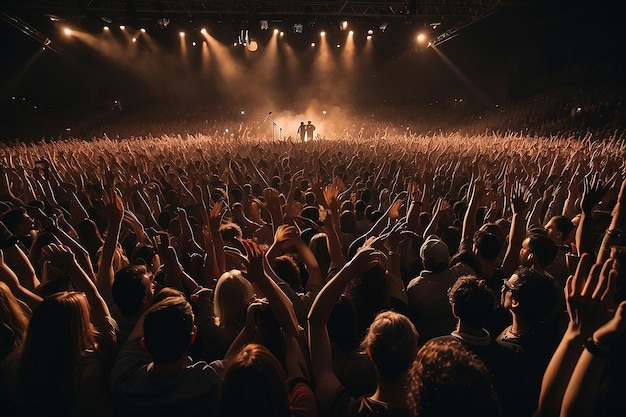 Photo a concert with a crowd of people in the background