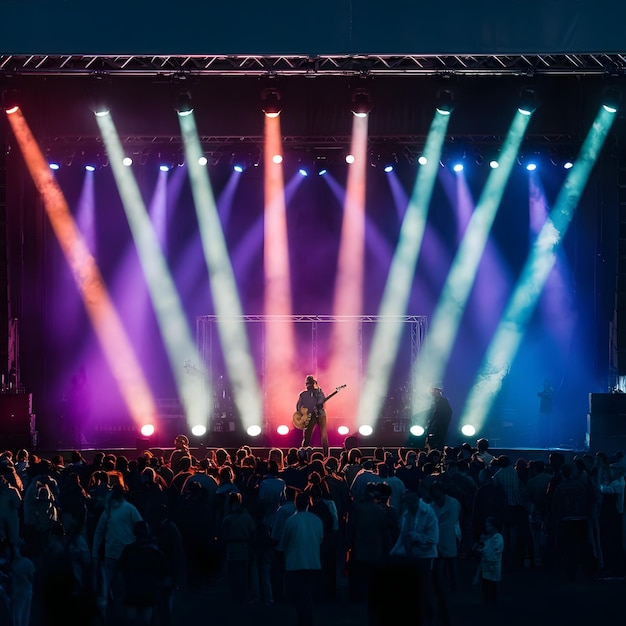 a concert with a large crowd of people on the stage