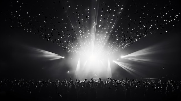 Photo a concert with a light on the ceiling and a light in the middle