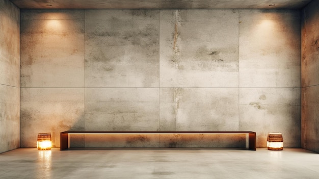 Concrete building design interior with lights