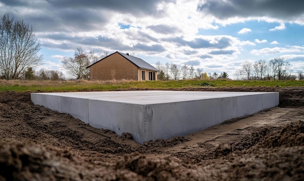 Photo concrete foundation for new house