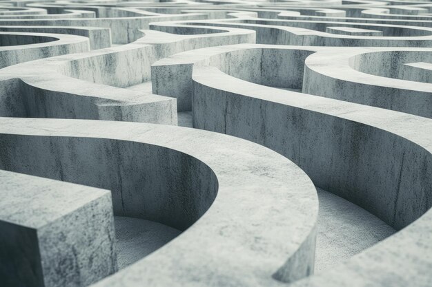 Photo concrete gray labyrinthsolving concept 3d illustration