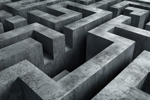 Concrete gray labyrinthsolving concept 3d illustration