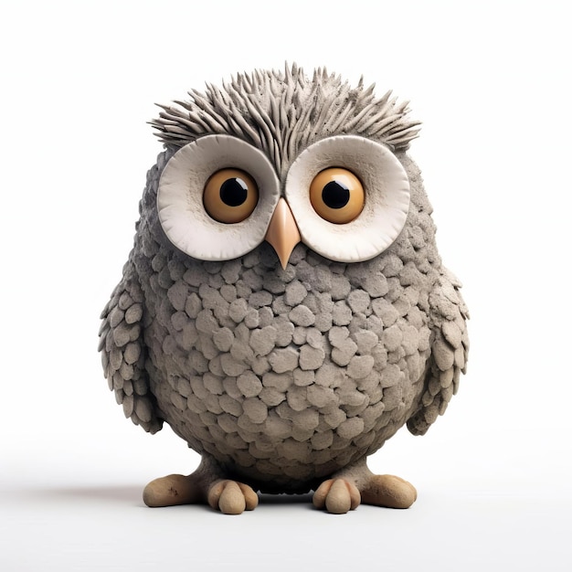 Concrete Owl Figurine In Inventive Design Full Body View