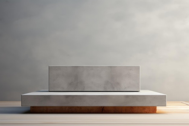 Concrete podium on a light background Rectangular podium for product presentation A minimalist scene