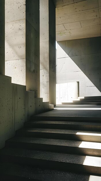 Concrete Stairs and Columns with Sunlight