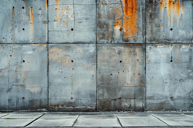 a concrete wall with a lot of rust on it