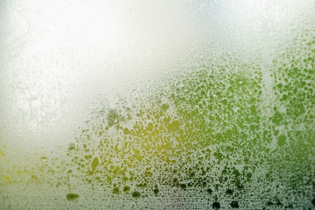 Condensation has formed on the window from the evaporation of water from the house.