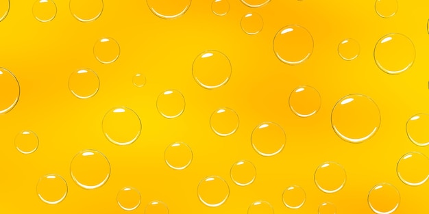 Condensation water or beer droplets on glass yellow background Rain or dew drops on window air bubbles or soap spheres cold juice or champagne abstract wet texture aqua pattern