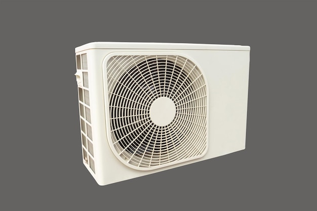 Condensing unit of air conditioning systems on gray background with clipping path Condensing unit for installed on wall