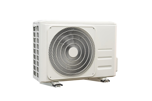 Condensing unit of air conditioning systems on white background with clipping path Condensing unit for installed on wall