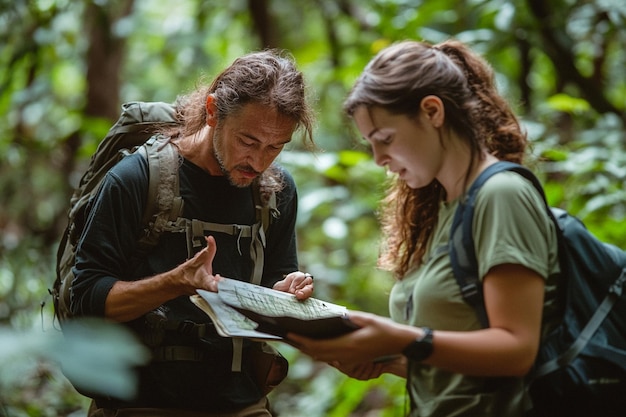 Photo conducting wildlife tracking sessions in the park generative ai