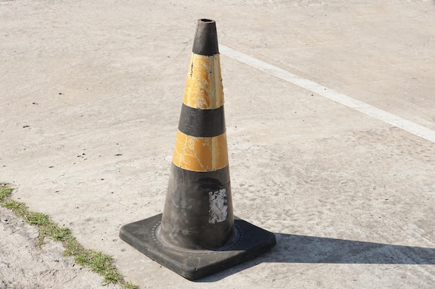 Cone background on the road hit by a car