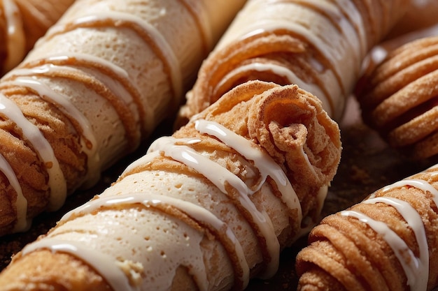 A cone of cinnamon churro ice cream with churro pi