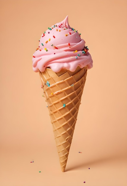 a cone of ice cream with the words rainbow on it