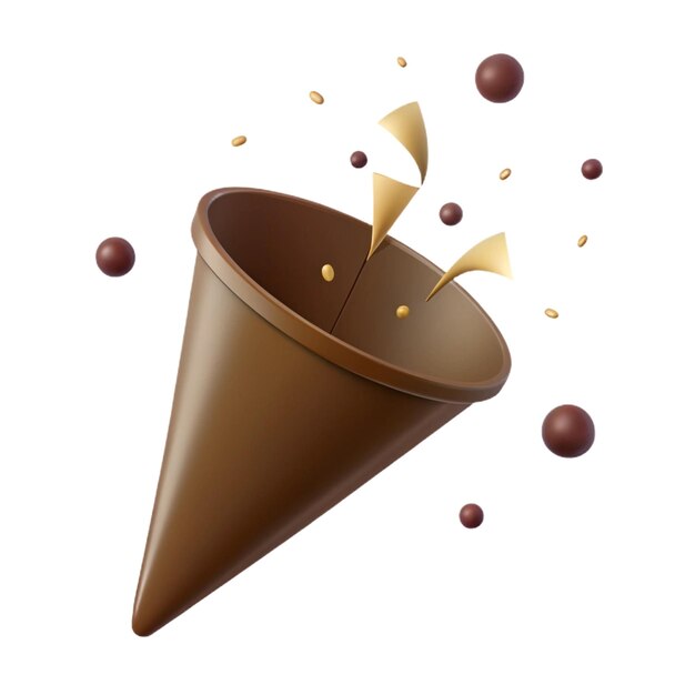 Photo a cone with chocolate and chocolate chips on it