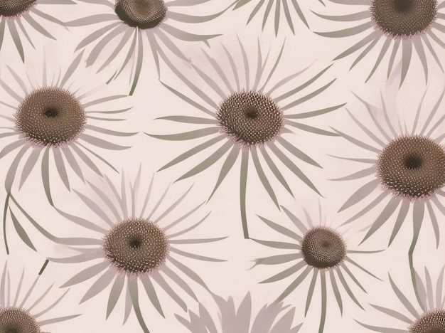 Coneflower Echinacea Grunge Texture Design with Old Geometric Accents