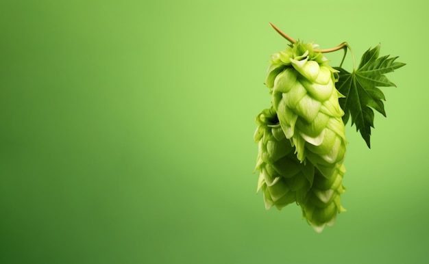 Cones of hops on a green background