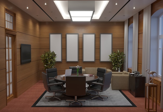 conference room, meeting room, interior visualization, 3D illustration