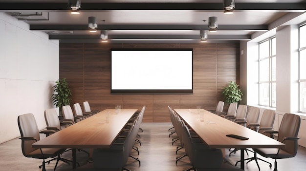 Conference room or meeting room with a screen on the wall Generative Ai