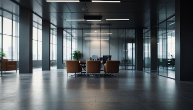 a conference room with chairs and a computer on the floor