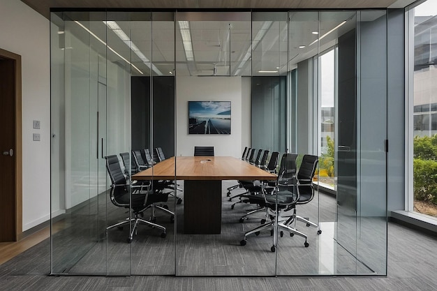 Conference room with contemporary glass doors