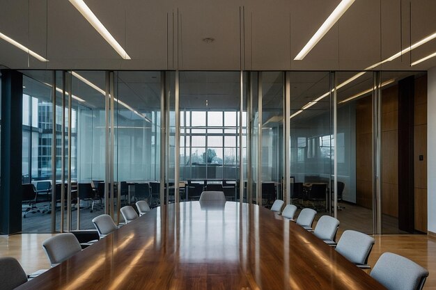 Conference room with contemporary glass doors