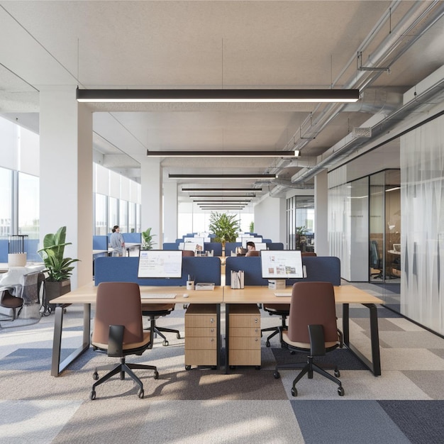 A conference room with a large conference table and chairs