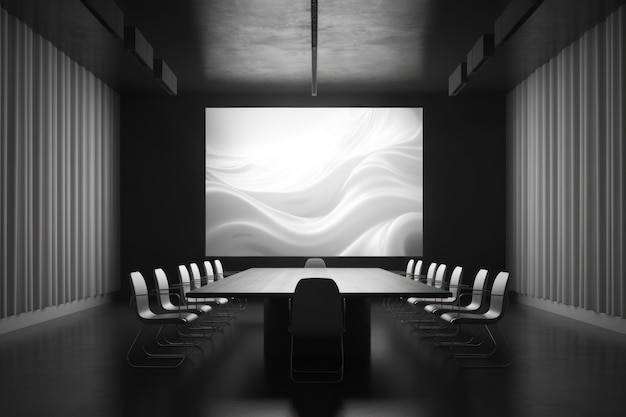 Photo a conference room with a large screen that says  the word art