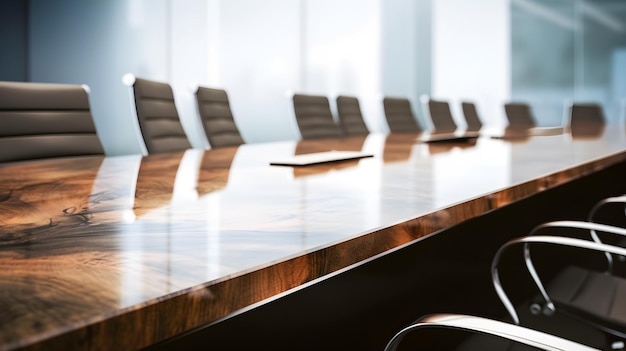 A conference room with a large table and chairs