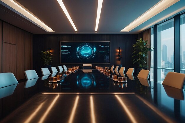 Conference room with a minimalist futuristic design