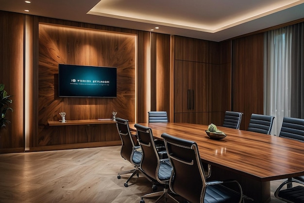 Conference room with sleek wood finish