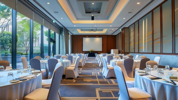 Conference venue filled with natural light and modern decor