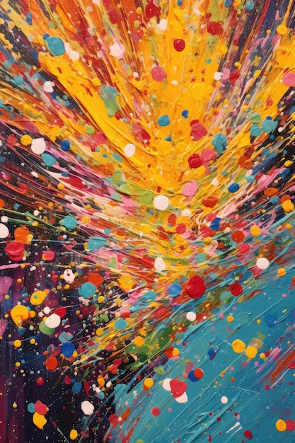 Confetti cannon explosion with vibrant hues created with generative ai