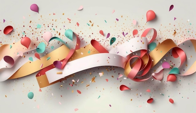 Confetti and paper streamer for Valentine's Day Generative AI