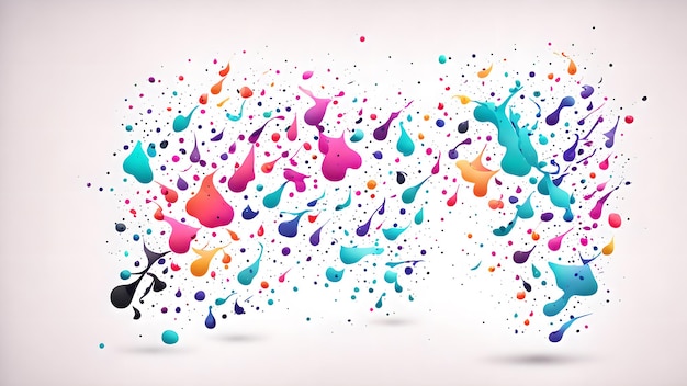 Confetti pieces shaped like ink drops with a blurred liquid background wallpaper