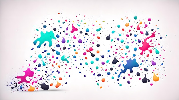 Photo confetti pieces shaped like ink drops with a blurred liquid background wallpaper